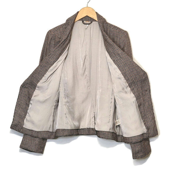 Free People Houndstooth Single Breasted Lightweight Linen Blazer Size M - Picture 7 of 13